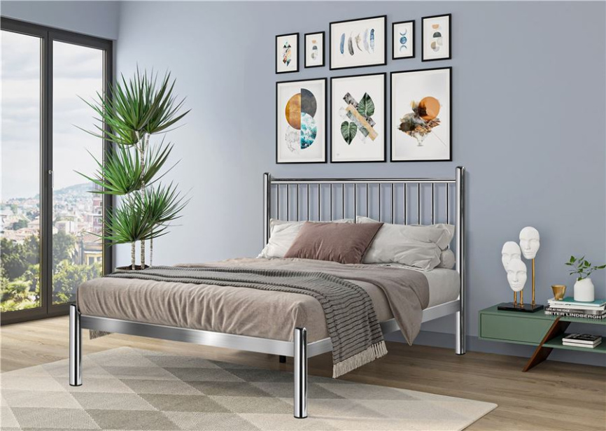 Кровать АРЗУ (140х200/металлическое основание) Хром фото 1