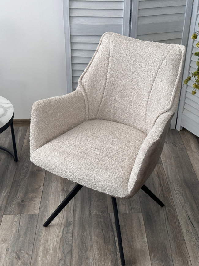 Стул БРЕВИС (BREVIS) 180 град. поворот. 841-02 Бежевый, букле/ 101 Бежевый, ткань/ Черный, ®DISAUR фото 6