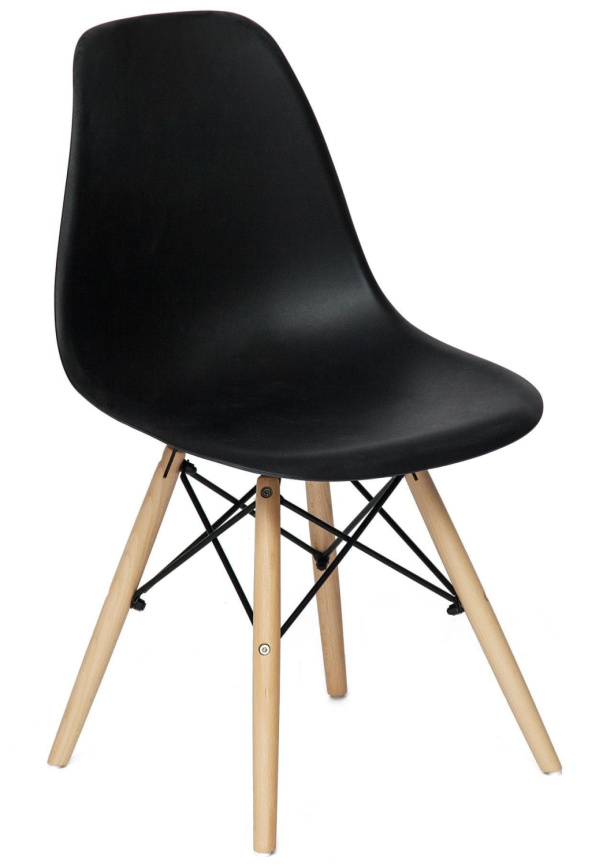 Стул CINDY (EAMES) (mod. 001) дерево бук/металл/сиденье пластик, 51x46x82см, черный/black фото 1