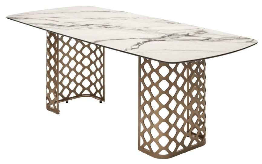 Стол CHIAVARI 220 KL-188 Контрастный мрамор матовый, итальянская керамика / Шампань, ®DISAUR фото 1