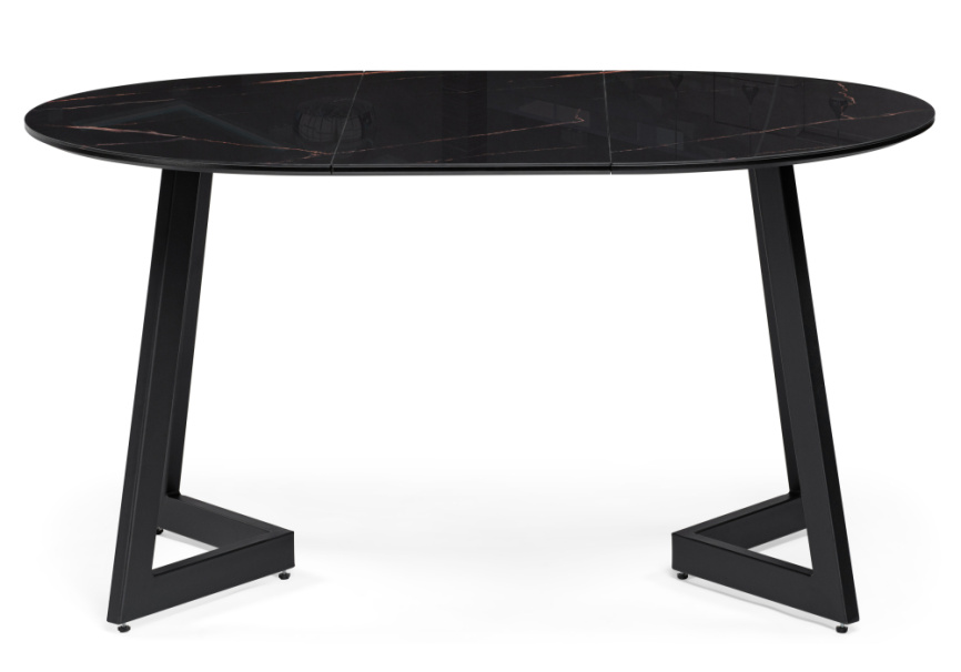 Стол стеклянный Алинг 100(140)х100х76 обсидиан / черный фото 4