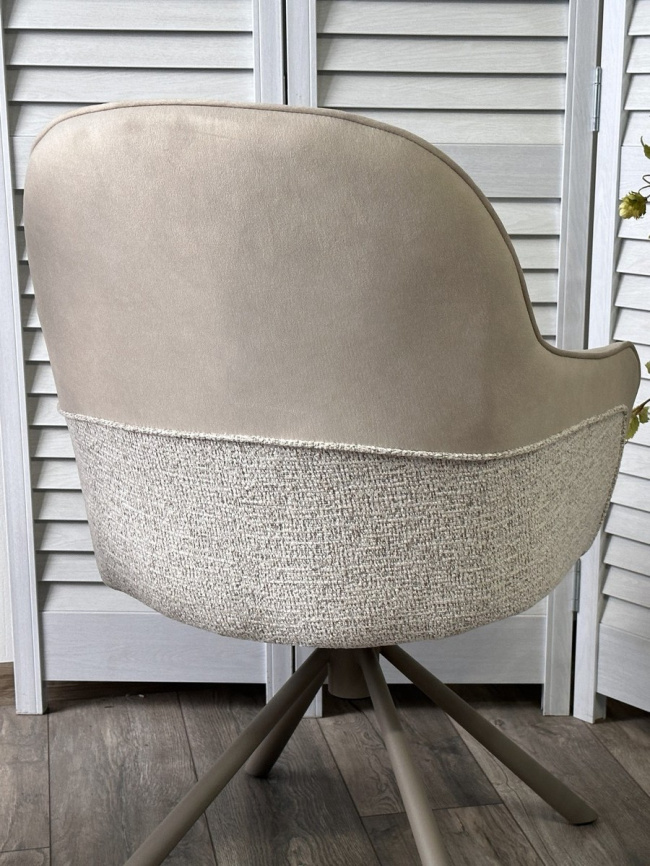 Стул RIKARD 360 град. кремовый RIELY-111 /PRESENT-120, шенилл - велюр / латте каркас, ®DISAUR фото 3