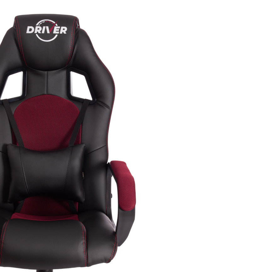 Кресло Драйвер/Driver (22) кож/зам/ткань, черный/бордо, 36-6/TW-13 фото 6