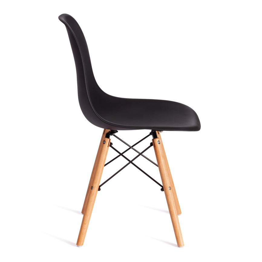 Стул CINDY (EAMES) (mod. 1801) дерево бук/металл/сиденье пластик, 45x51x82 см, Black (черный) фото 3