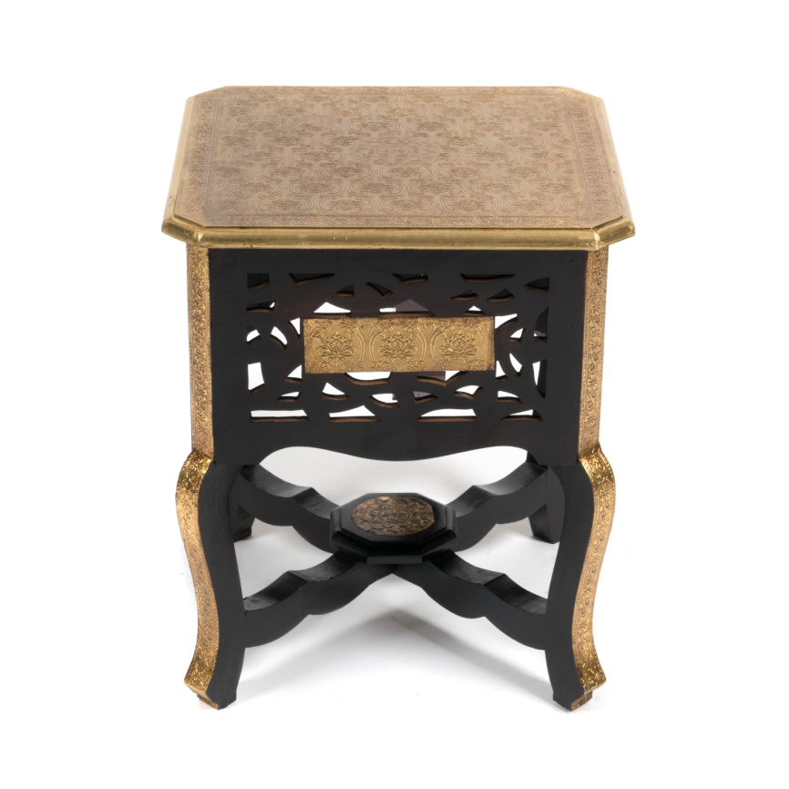 Столик Secret de Maison Фумо/Fumo (мод. ND-027) массив манго/алюминий, 38х38х46см, коричневый/чеканк фото 2