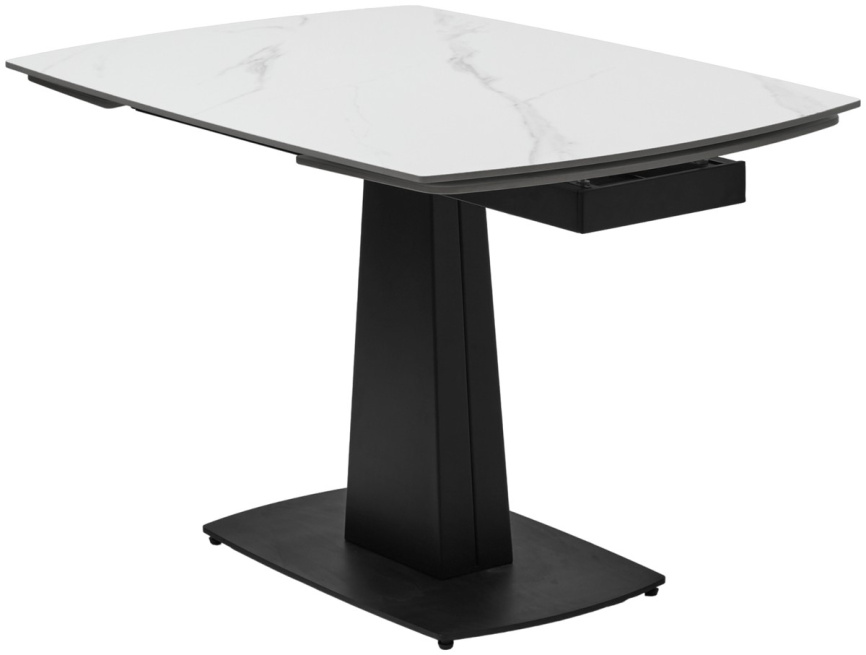 Стол БАЛД (BALDE) 140 цвет БЕЛЫЙ МРАМОР МАТОВЫЙ (MATT WHITE MARBLE SOLID CERAMIC) / ЧЕРНЫЙ, ®DISAUR фото 1