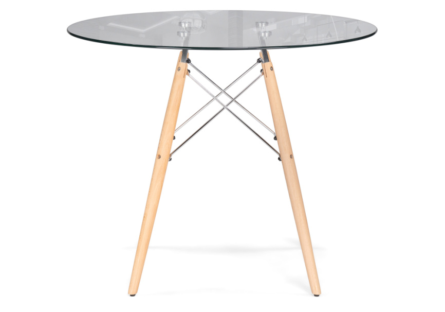 Стол стеклянный PT-151 80х80х76 clear glass / wood фото 2