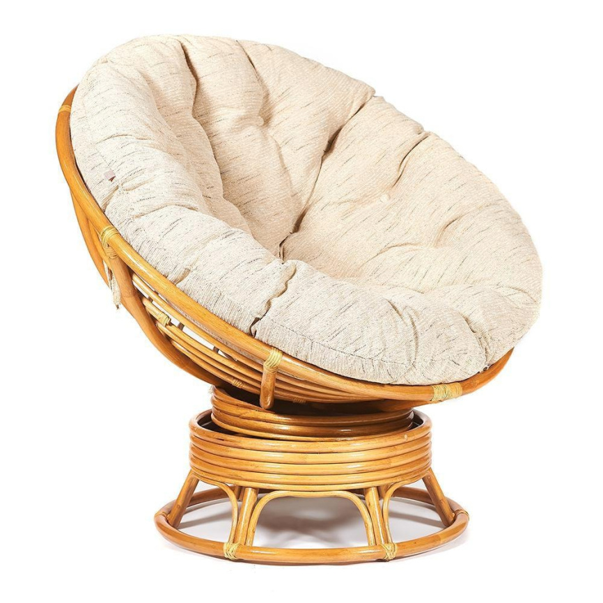 Кресло-качалка Папасан/Papasan (W 23/01 B) /с подушкой/ 115х78х104см, медовый, ткань старт фото 2