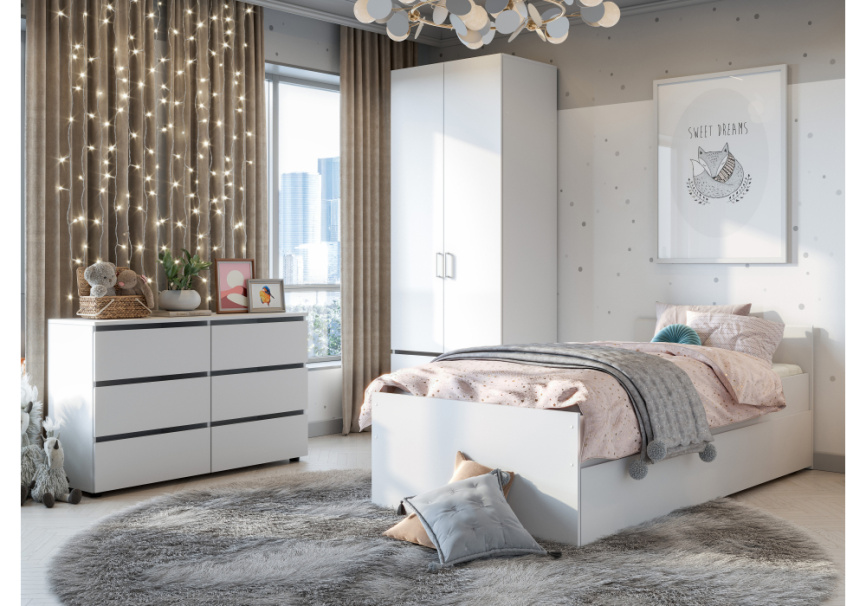 Шкаф двухстворчатый Валенсия белый текстурный фото 5