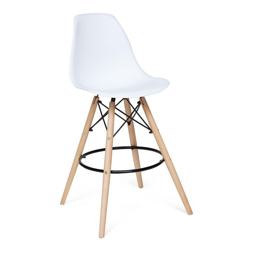 Стул барный Синди Бар Чаир/Cindy Bar Chair (мод.80-1) дерево бук/металл/пластик, 50х51х109см, белый  фото 1