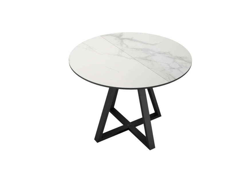 Стол DikLine SKZ100 d1000 Керамика Cristal Onyx Bianco Polished/подстолье черное/опоры черные (2 уп. фото 8