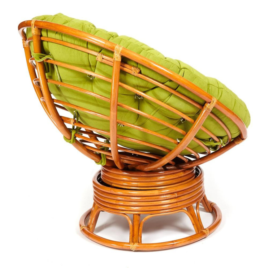 Кресло-качалка Папасан/Papasan (W 23/01 B) /с подушкой/ 115х78х104см, коньячный, флок олива, 23 фото 7
