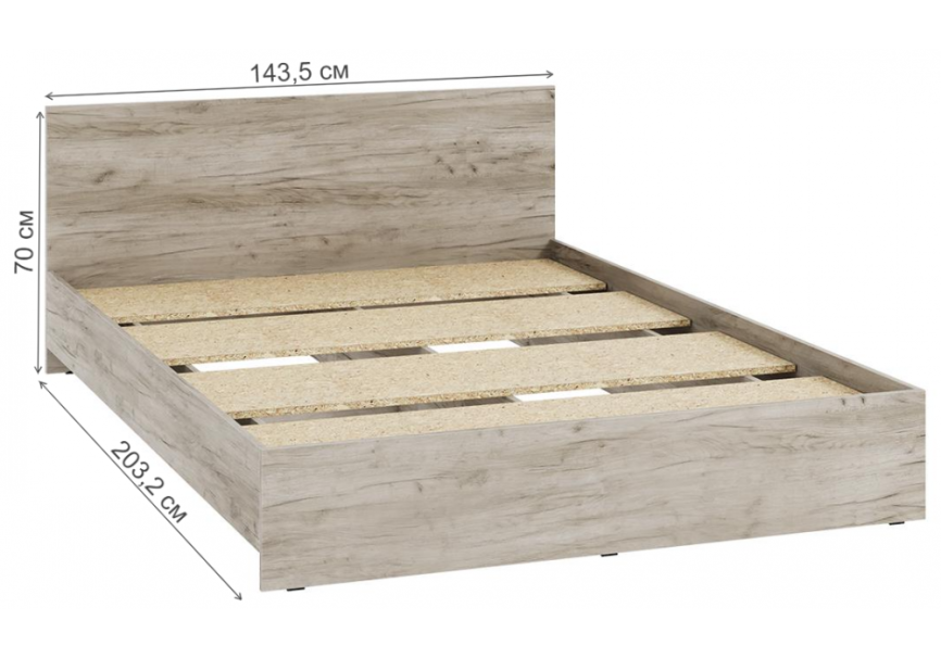 Кровать Адайн КР-140 140х200 дуб крафт серый / дуб крафт серый фото 2