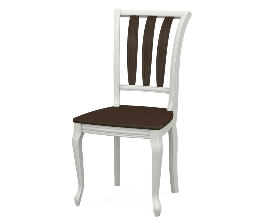 Стул Кабриоль, Жесткий, Эмаль белая/Орех темный фото 1
