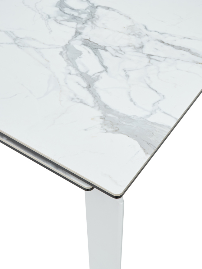 Стол CORNER 120 HIGH GLOSS STATUARIO керамика, стекло/ белый каркас, ®DISAUR фото 4