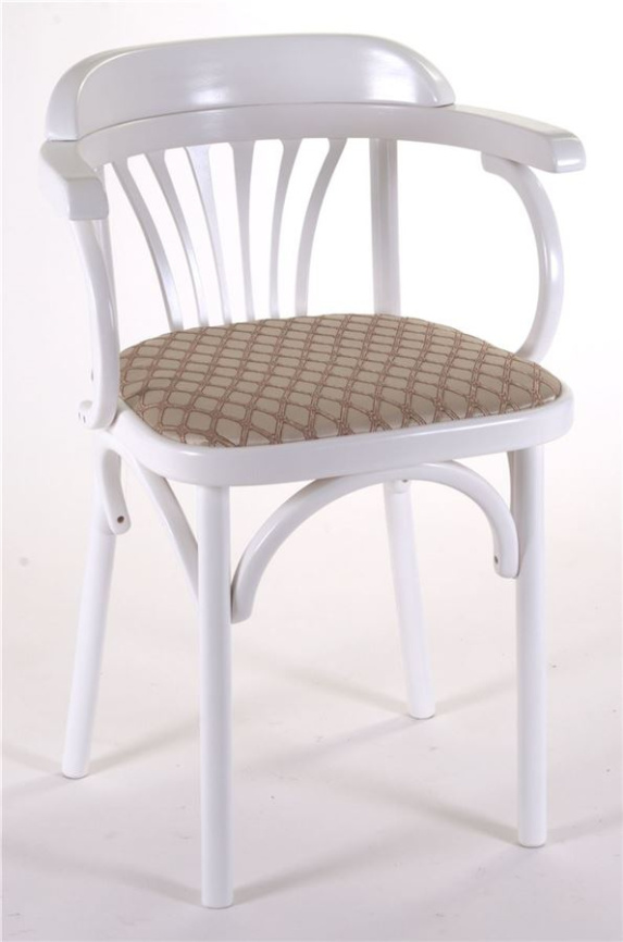 Стул Венский мягкий (эмаль белая, ткань 1 beige) фото 2