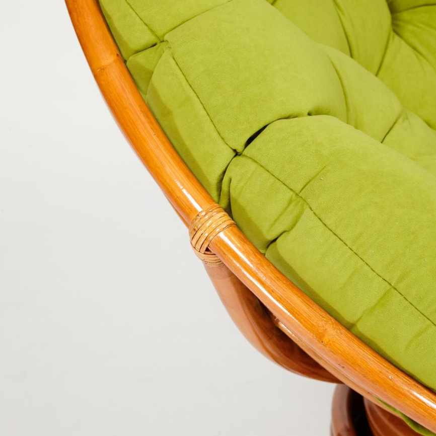 Кресло-качалка Папасан/Papasan (W 23/01 B) /с подушкой/ 115х78х104см, коньячный, флок олива, 23 фото 3