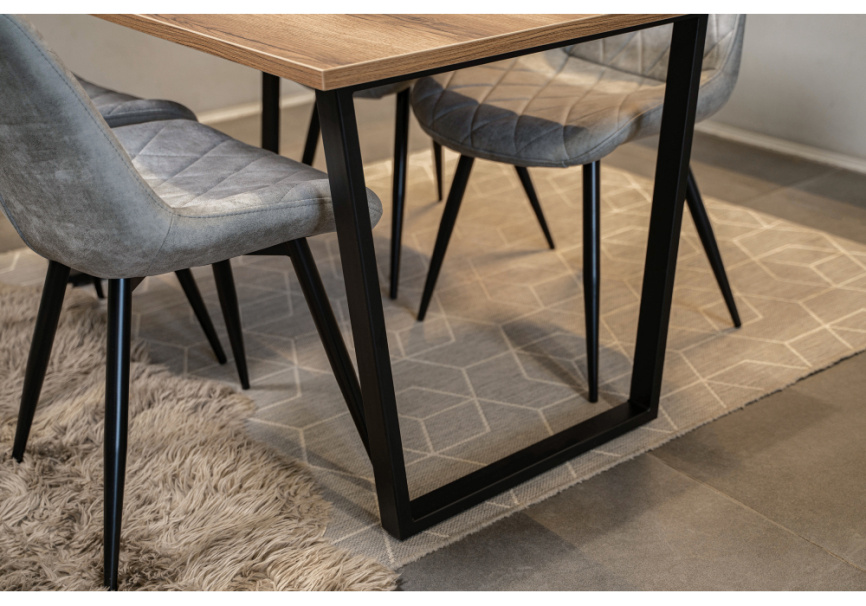 Стол деревянный Лота Лофт 140х80 черный матовый / дуб крафт золотой фото 9