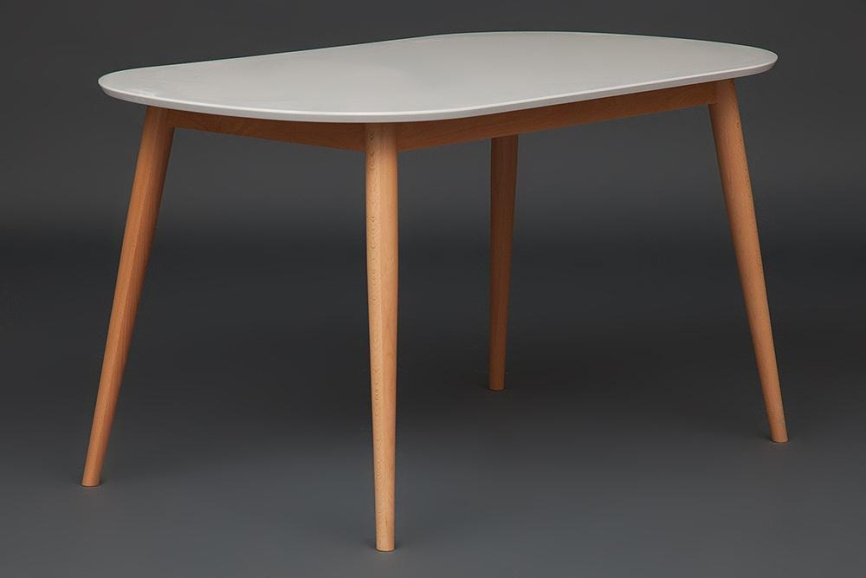 Стол обеденный Макс/Max МДФ/бук, 140х80х75см, белый/натуральный бук  фото 4