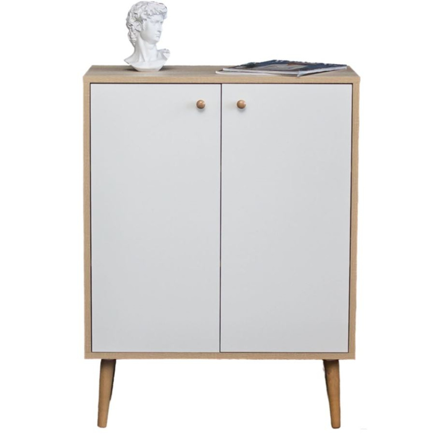 Комод Komo-3 (700х330х930 мм, ЛДСП Белый/Сонома 16мм, ножки береза) фото 1