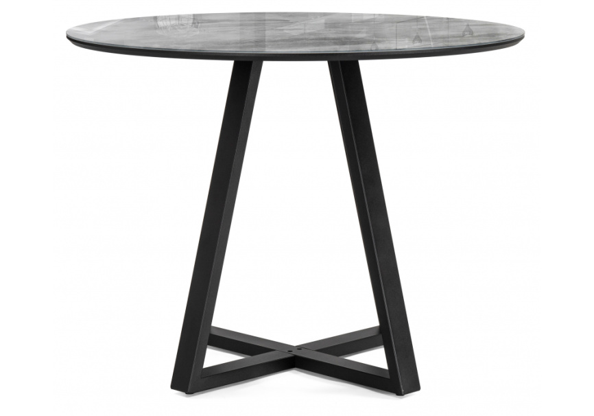 Стол стеклянный Норфолк 100 серый мрамор / черный фото 3