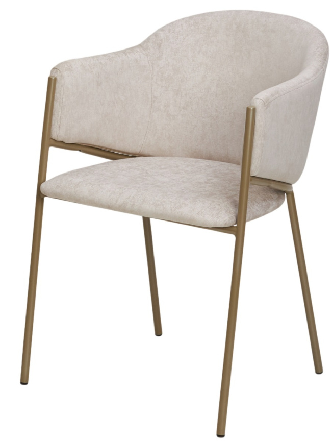 Стул ДИЛЛ, цвет RAIN 8 слоновая кость, велюр / шампань каркас фото 1