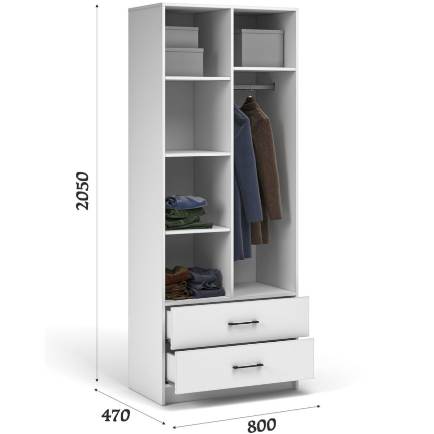 Шкаф «Чикаго» 2д2ящ, белый фото 7