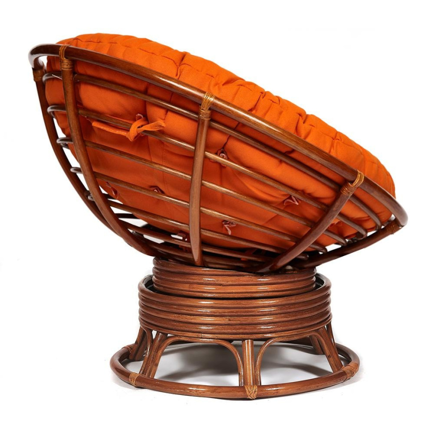 Кресло-качалка Папасан/Papasan (W 23/01 B) /с подушкой/ 115х78х104см, пекан орех, ткань оранжевый, с фото 8