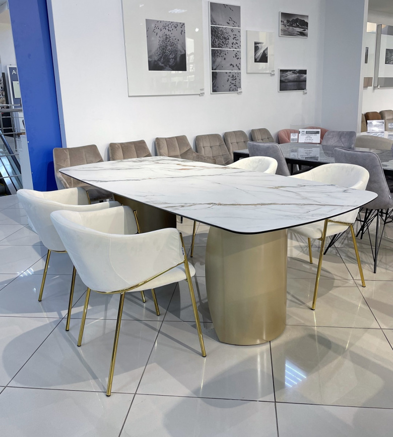 Стол БРОНТЕ (BRONTE) 220 цвет KL-188 Контрастный мрамор матовый, итал. керамика/ ШАМПАНЬ, ®DISAUR фото 4
