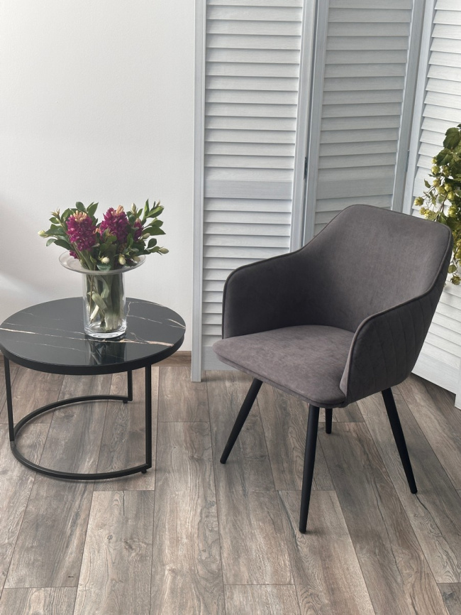 Стул ФОРТ (FORT) 360 град. поворот. цвет B28 Темно-серый, велюр / черный каркас фото 3