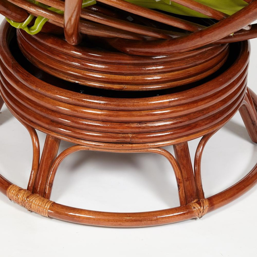 Кресло-качалка Папасан/Papasan (W 23/01 B) /с подушкой/ 115х78х104см, пекан орех, флок олива, 23 фото 7