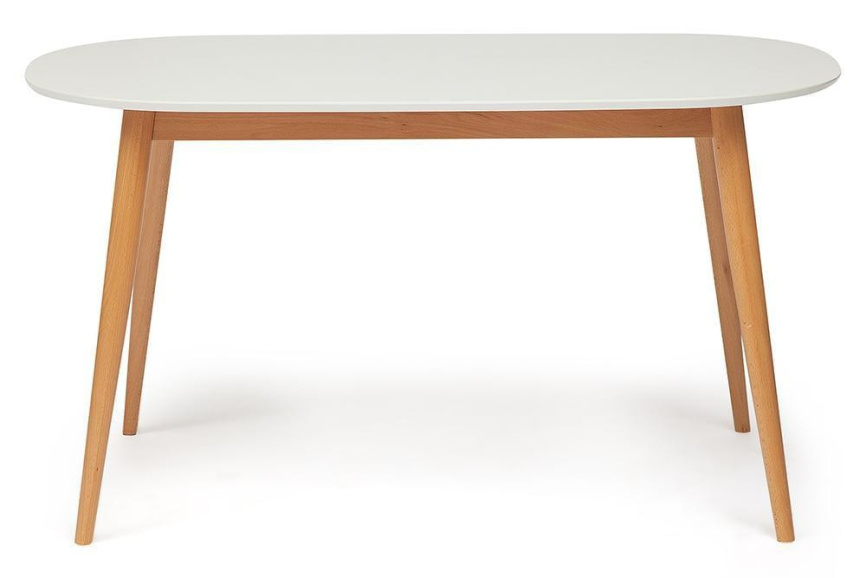 Стол обеденный Макс/Max МДФ/бук, 140х80х75см, белый/натуральный бук  фото 1