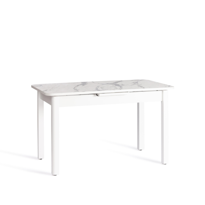 Стол обеденный раздвижной Алигери/Aligery ЛДСП/HPL/опора-массив березы, 130-160х75х75см, мрамор свет фото 4