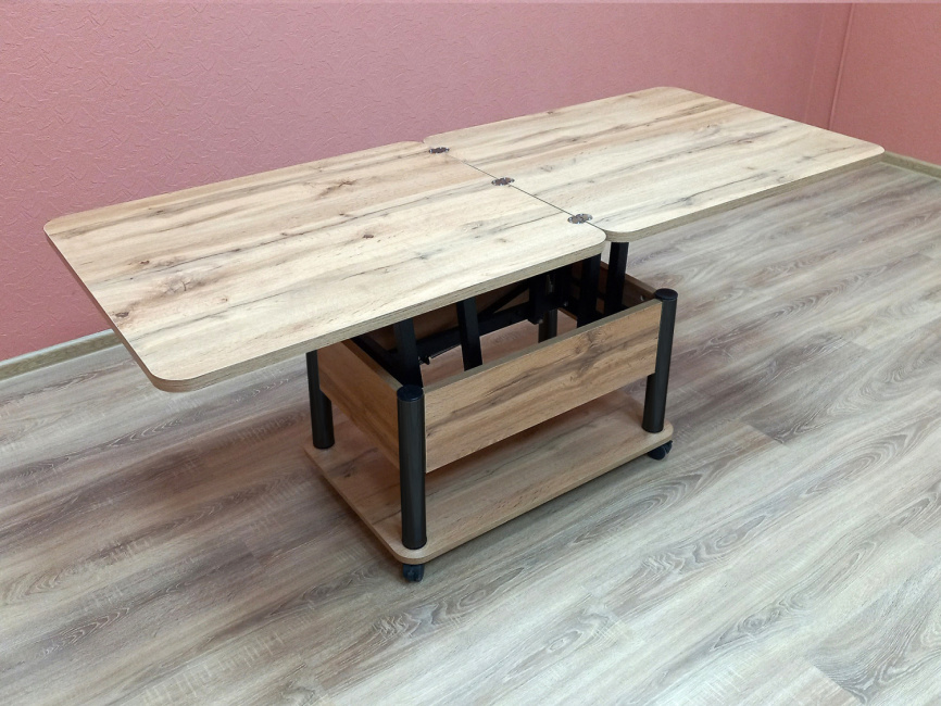 Стол-трансформер Дебют 3, Дуб вотан/Ножки чёрные фото 9