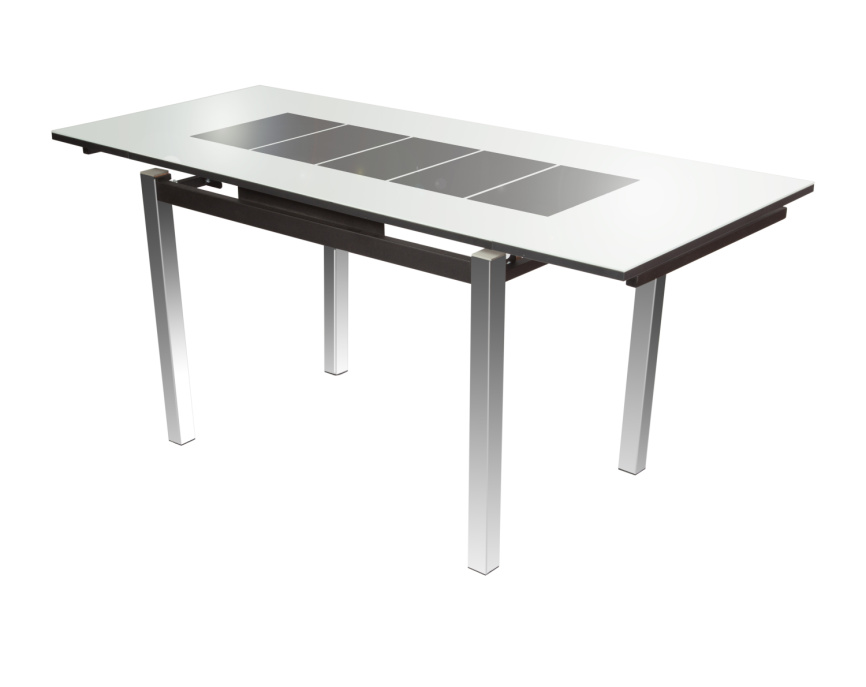 Стол Шанхай Каре, Черный муар/Стекло белое/Рисунок черный фото 2