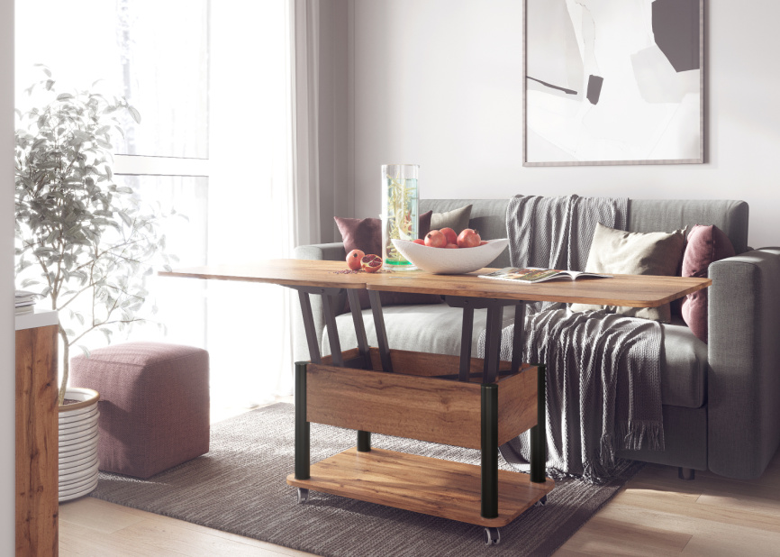 Стол-трансформер Дебют 3, Дуб вотан/Ножки чёрные фото 6