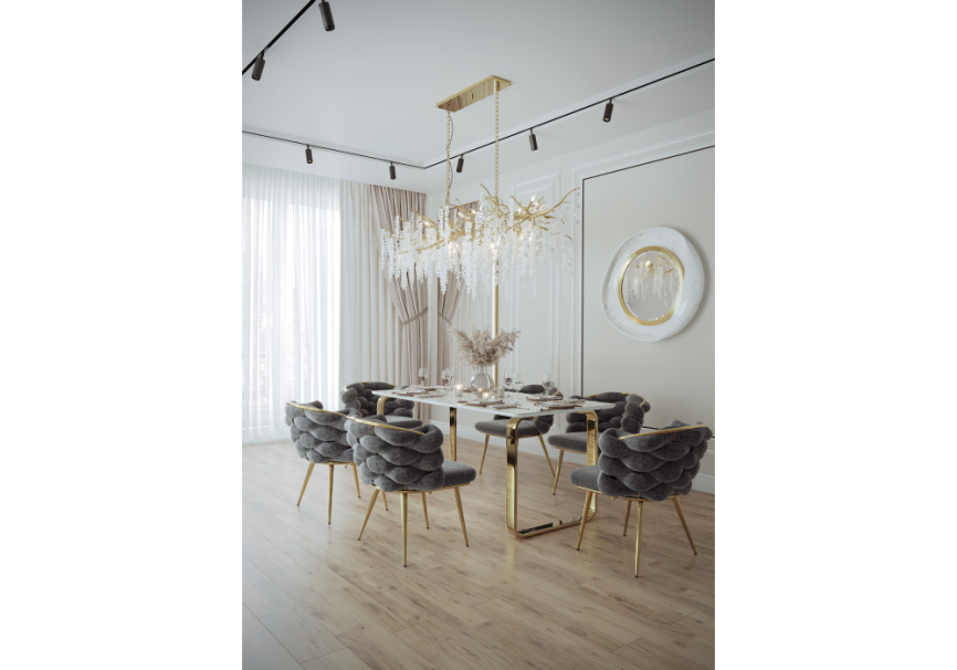 Керамический стол Селена 4 160х90х77 белый мрамор / золото фото 6