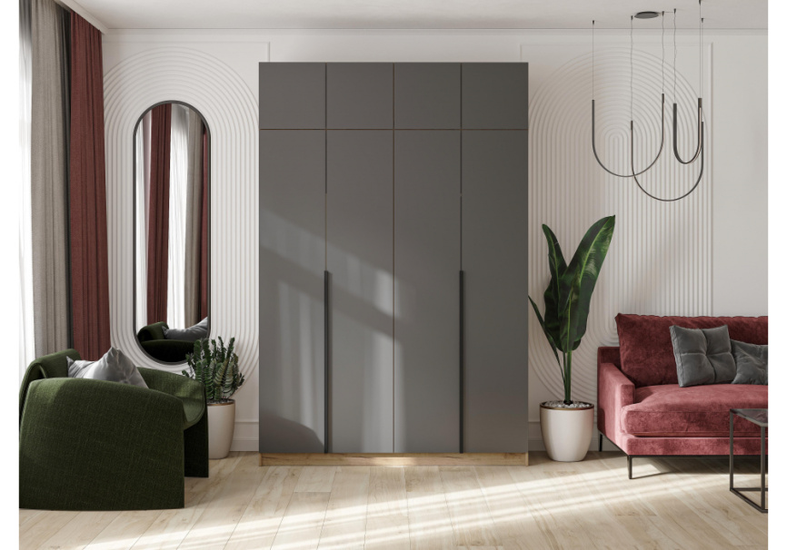 Шкаф Широн 1600 графит серый / дуб крафт золото фото 3