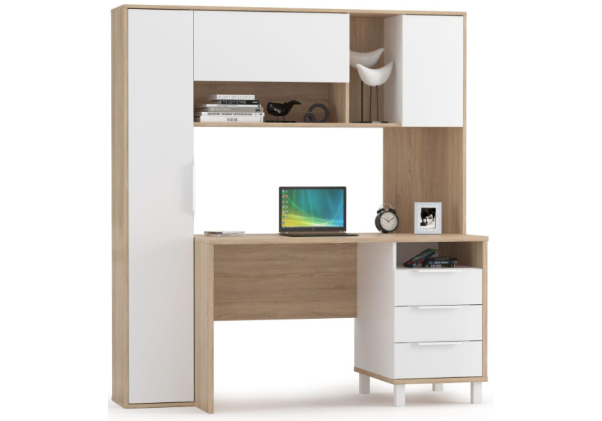 Компьютерный стол Комфорт 12.95 N дуб сонома / белый PE шагрень фото 4