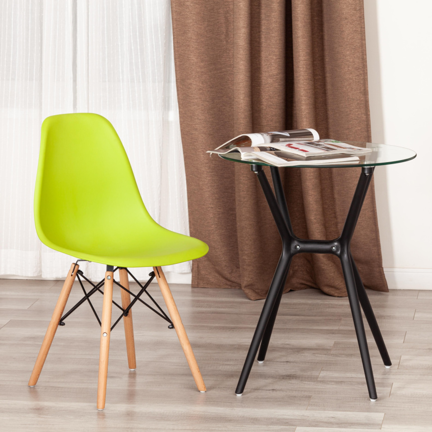 Стул CINDY (EAMES) (mod. 1801) дерево бук/металл/сиденье пластик, 45x51x82 см, Olive (оливковый)  фото 9