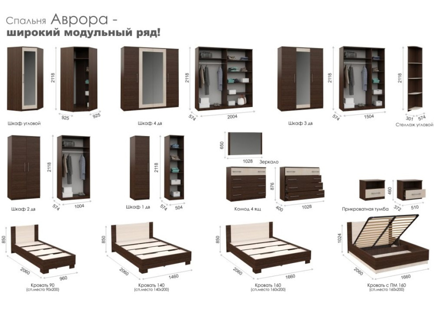 Кровать «Аврора» 120*200 (основание ЛДСП), Венге/Дуб молочный фото 2