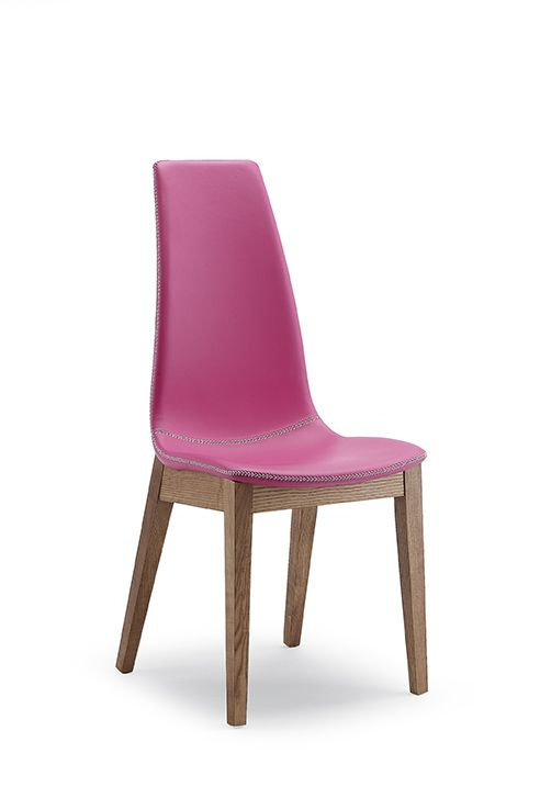 СТУЛ  SELLY, ASH WALNUT 167/ SOFT PIENO FIORE 275 FUSSIA с черн.строчкой фото 1