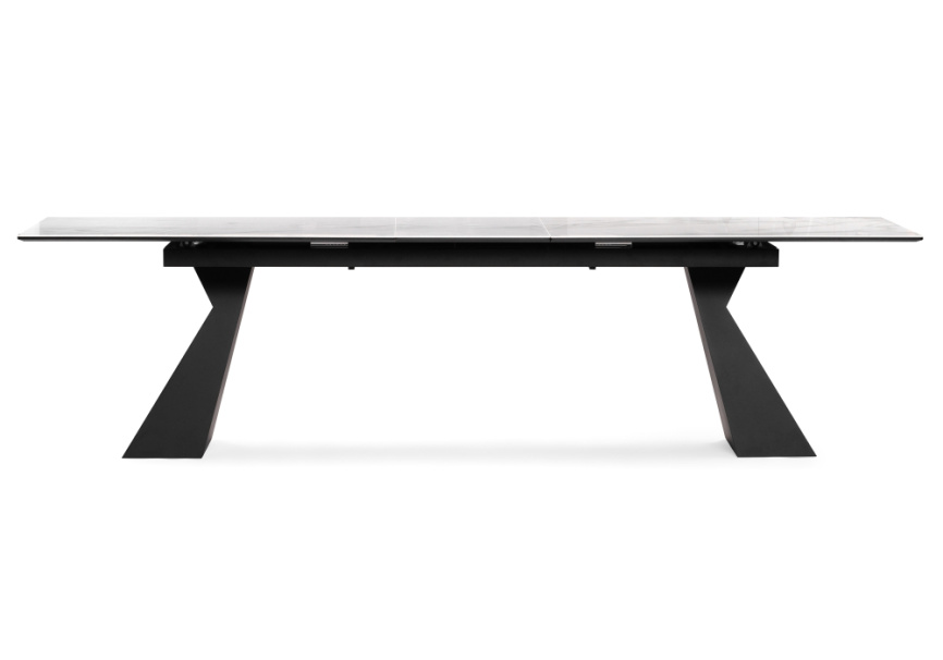 Стол стеклянный Денхольм 240(290)х100х75 белый мрамор / черный фото 2