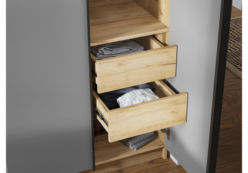 Шкаф Широн 1600 графит серый / дуб крафт золото фото 6