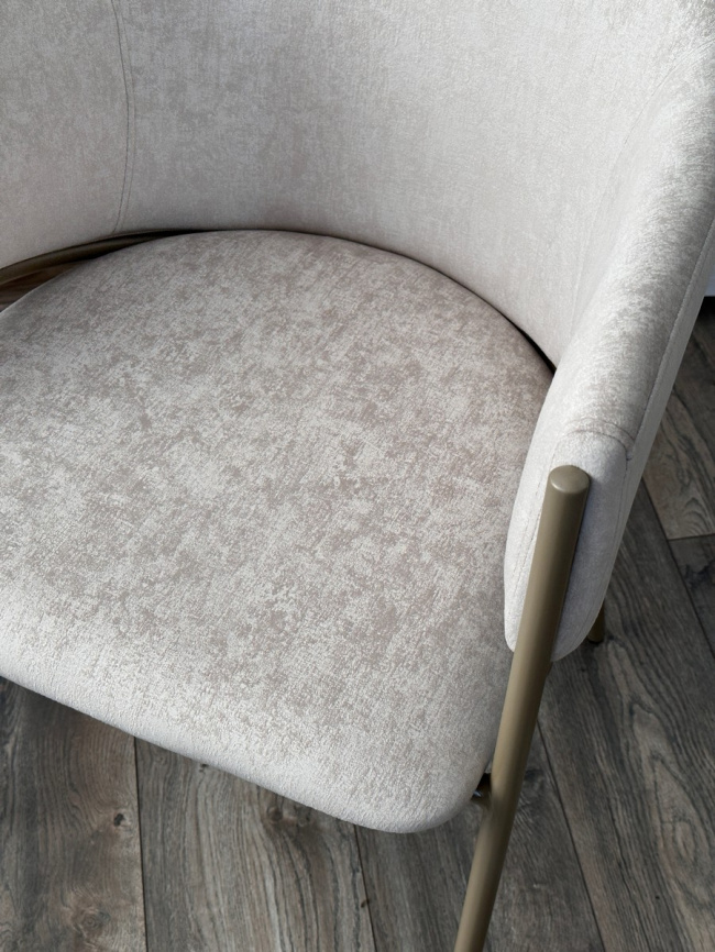 Стул ДИЛЛ, цвет RAIN 8 слоновая кость, велюр / шампань каркас фото 3