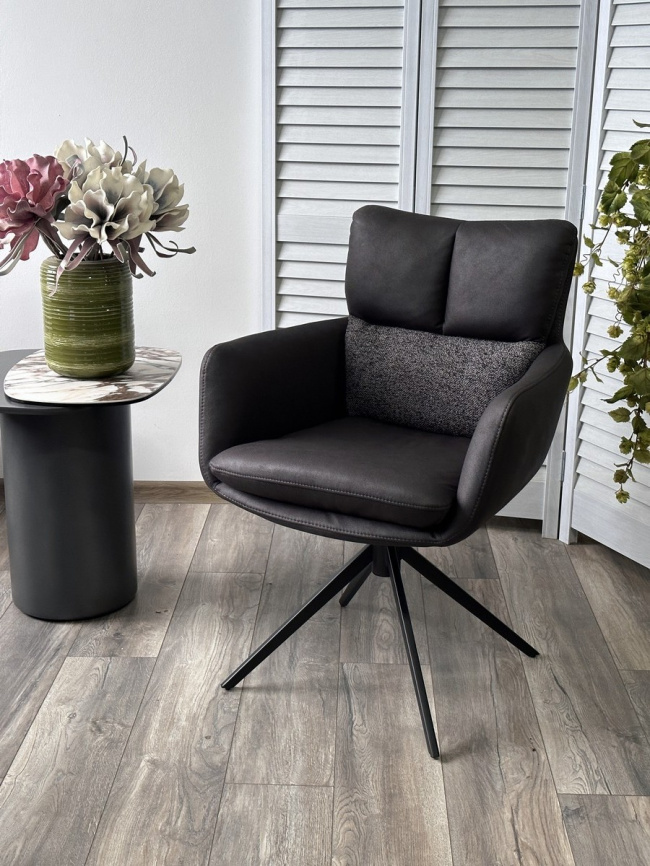 Стул ЛУИС (LUIS) 360 град. поворот, цвет СЕРЫЙ Maison 99# / OTE COBBLE 457 / черный, ®DISAUR фото 7