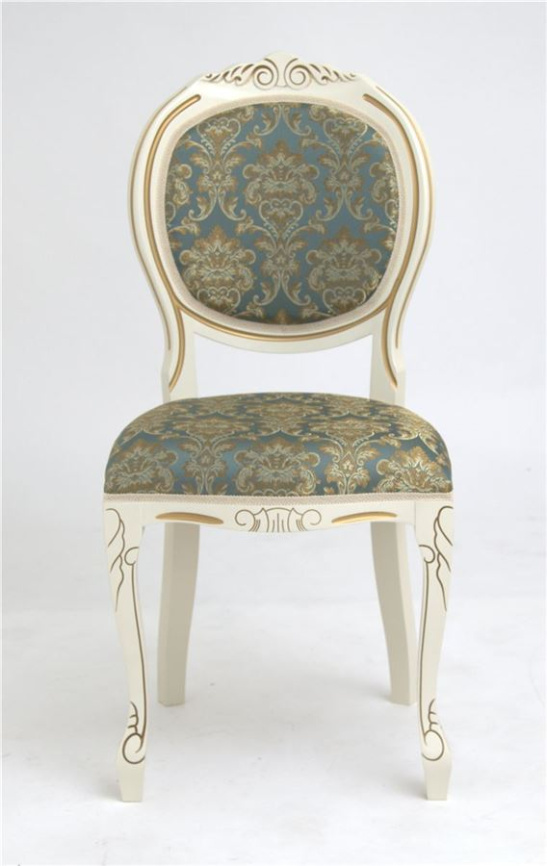 Стул "Милорд №12" (Слоновая кость1013+патина золото/ткань Андрис бирюза Вензель) фото 3