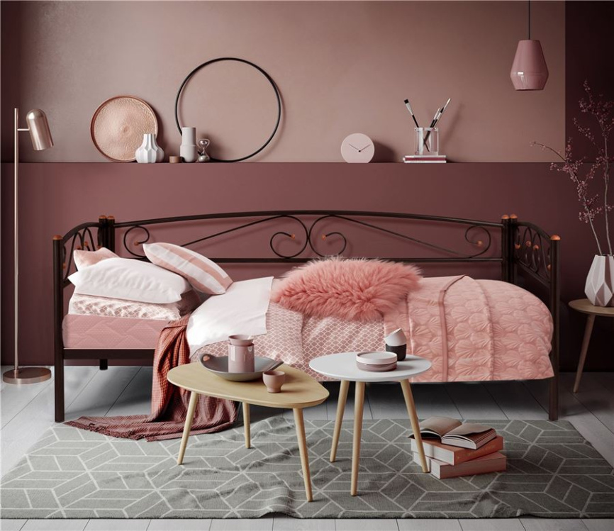 Кушетка Оптима Люкс (90х200/металлическое основание) Коричневый бархат фото 2