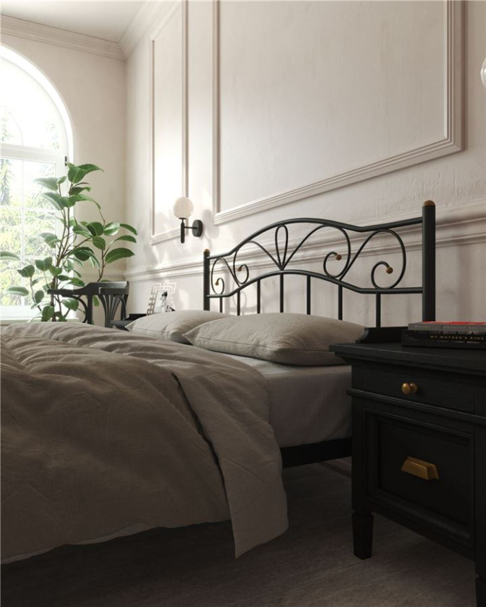 Кровать с изножьем "Глэдис"  (140х200/ноги металл/цвет Чёрный) фото 4