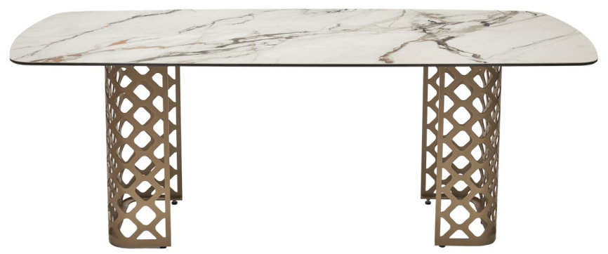 Стол CHIAVARI 220 KL-188 Контрастный мрамор матовый, итальянская керамика / Шампань, ®DISAUR фото 5